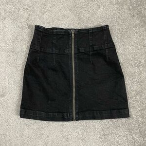 We the Free Women’s 26 Black Denim A Line Mini Skirt Full Zipper